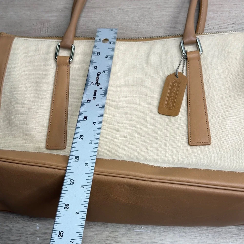 Vintage Coach Bonnies Legacy Linen Canvas Satchel Bag Camel 9435 - Picture 10 of 12